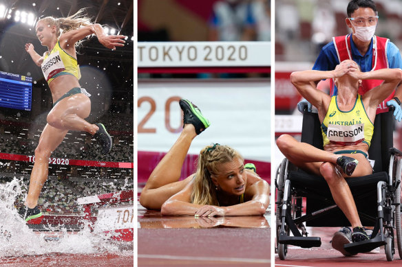 Genevieve Gregson ruptured her Achilles tendon and needed assistance to leave the arena when she competed in the steeplechase at the Tokyo Olympics.