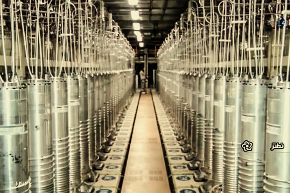 Centrifuge machines at the Natanz uranium facility in 2021.  