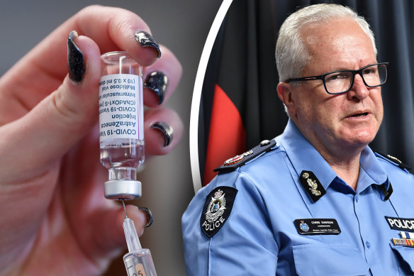 Police Commissioner Chris Dawson has instructed officers to police vaccine mandates ‘with compassion’. 