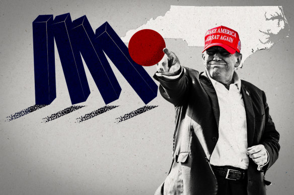 Operation Domino focuses Donald Trump’s efforts in the swing state of North Carolina.