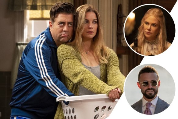 Clockwise from main: Kevin Can F**k Himself, Nicole Kidman in Nine Perfect Strangers and Luxe Listings Sydney.