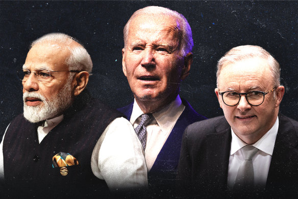 Leaders summit: Narendra Modi, Joe Biden, Anthony Albanese.
