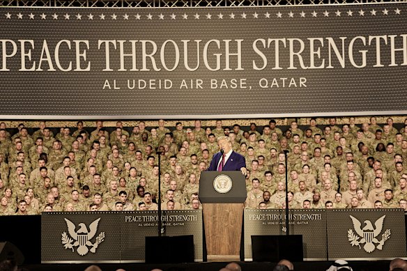 Trump at Al Udeid Air Base in May.