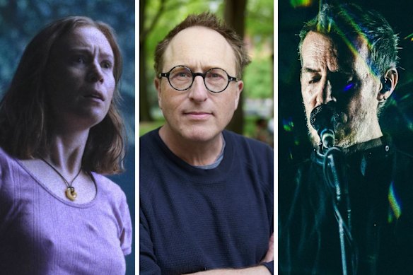 August highlights include, from left, Hannah Einbinder in Teenage Sex and Death at Camp Miasma, Jon Ronson’s first book in 11 years, and a tour by Massive Attack.