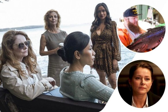 Clockwise from main: The cast of The Unusual Suspects, F-ck That’s Delicious and Sidse Babett Knudsen in Borgen.