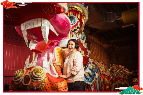Eng Lim  with the “millennium” dragon she remortgaged her house to buy. 