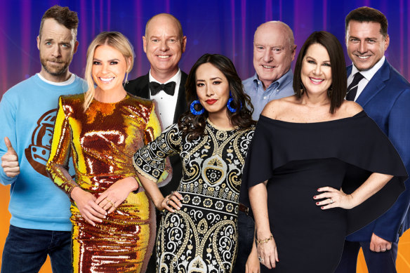 The 2022 Gold Logie nominees: Hamish Blake, Sonia Kruger, Tom Gleeson, Melissa Leong, Ray Meagher, Julia Morris and Karl Stefanovic.