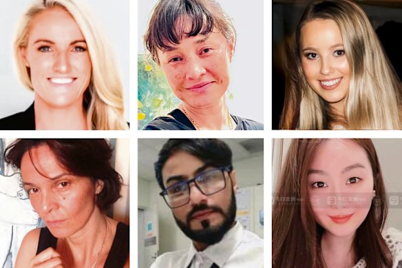 The victims of the Bondi Junction attack. (clockwise from top left) Ashlee Good, Jade Young, Dawn Singleton, Yixuan Cheng, Faraz Tahir and Pikria Darchia.