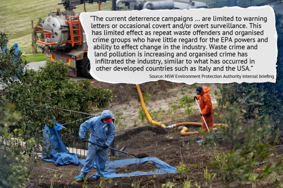 Workers testing for asbestos in Rozelle. 