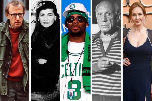 From left: Woody Allen, Coco Chanel, R. Kelly, Pablo Picasso and J.K. Rowling. Can we still enjoy their art?