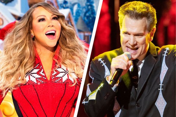 Mariah Carey performs during her Magical Christmas Special, and Chris Isaak.