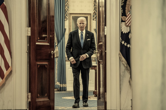 Joe Biden arrives for a news conference in the White House on July 1. 