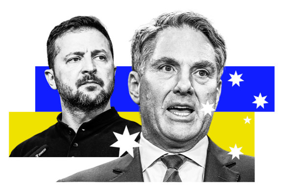 Ukraine President Volodymyr Zelenzky and Australian Defence Minister Richard Marles.