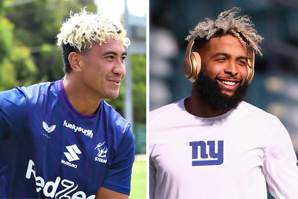 Dean Ieremia, left, and Odell Beckham Jr sporting similar hairstyles. 