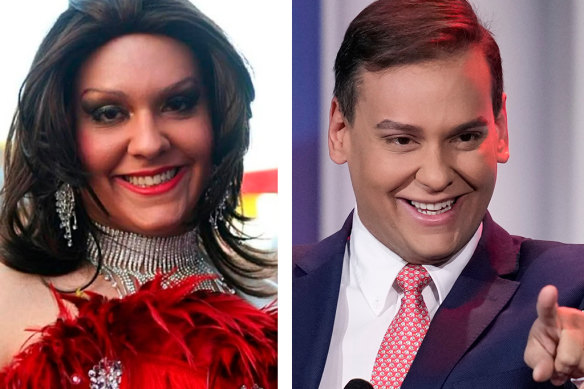 George Santos, right, has been linked to Drag Queen Kitara Ravache, left, a former show contestant in Niteroi, Rio de Janeiro, Brazil.