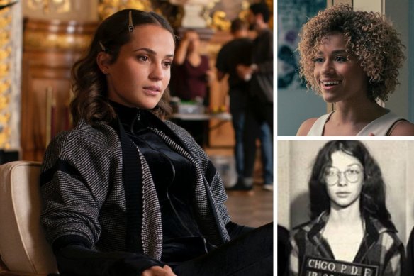 Clockwise from main: Alicia Vikander in Irma Vep, Ariana DeBose in Westworld and HBO documentary The Janes.