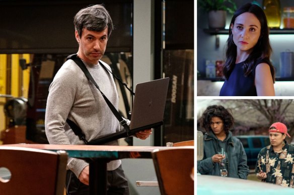Clockwise from main: Nathan Fielder oversees a set-up in The Rehearsal, Tuppence Middleton in Our House and the teens return for a glorious second season of Reservation Dogs.