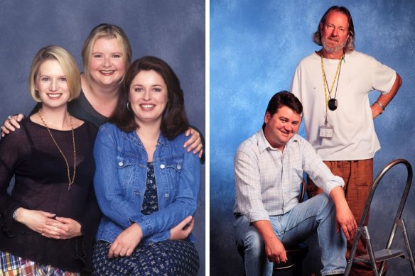 The characters Kath and Kim began life on Big Girl’s Blouse with Turner, Szubanski and Riley. Right: Producer Rick McKenna and director Ted Emery.