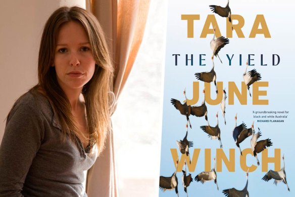 Author Tara June Winch and her novel The Yield.