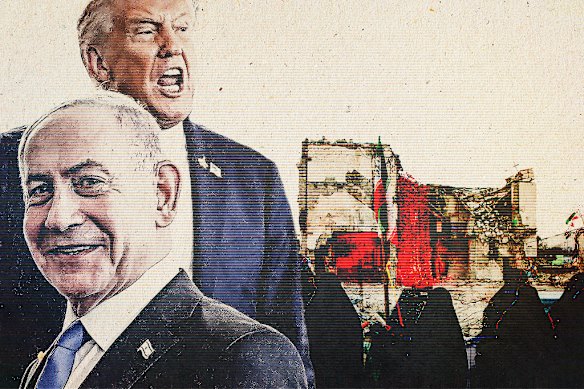 Il primo ministro israeliano Benjamin Netanyahu, davanti, e il presidente americano Donald Trump.