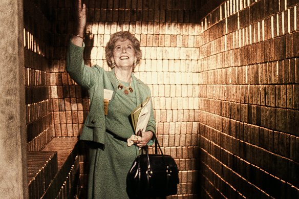 Mary Brooks, director of the US Mint, in 1974 shows off the gold in the Fort Knox Bullion Depository to dispel the notion there was no gold there.