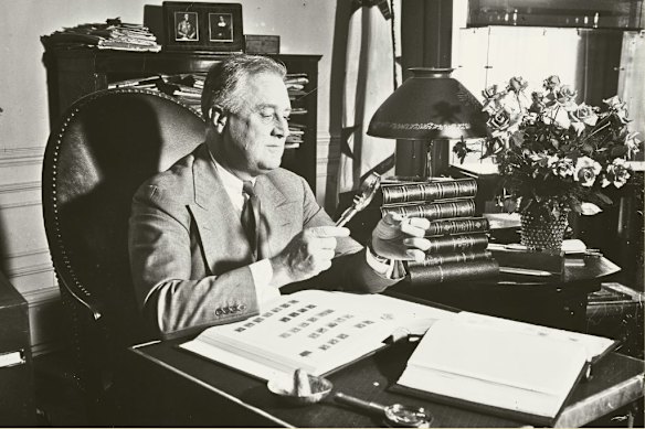 US president Franklin Roosevelt, here in 1936, popularised stamp collecting at a time when Americans needed some light relief. 
