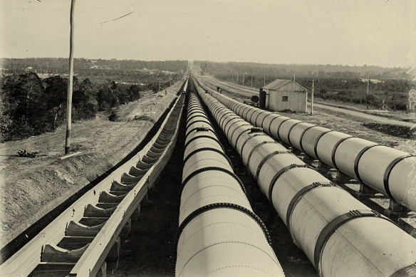 The Cordeaux Dam pipeline in New South Wales c. 1926.