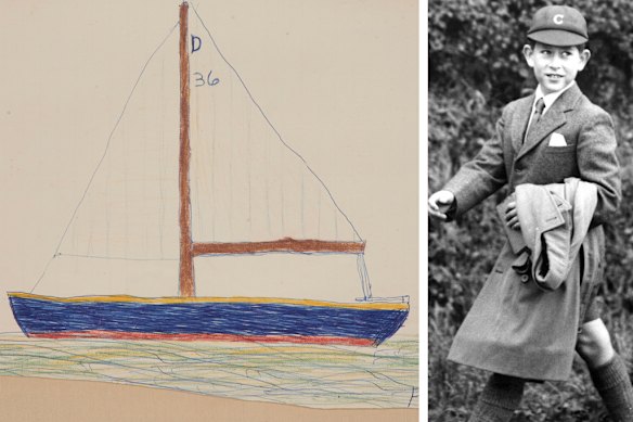 King Charles aged 9, in 1958, and his drawing gifted to head matron Stella Jack.