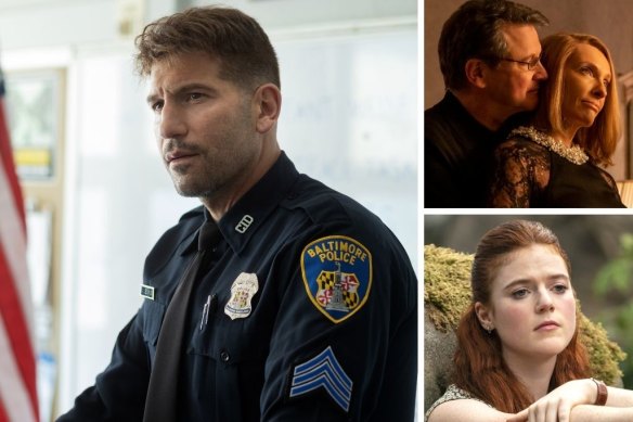 Clockwise from main: Jon Bernthal in We Own This City, Colin Firth and Toni Collette in The Staircase and Rose Leslie in The Time Traveler’s Wife.
