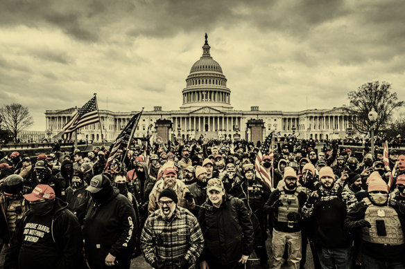Pro-Trump protesters gather at the US Capitol building in January 2021