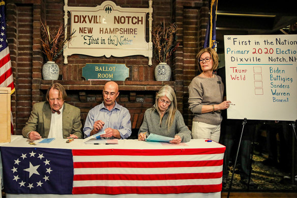Actual democracy in action: in February, in Dixville Notch, New Hampshire, voters continue a Dixville tradition of casting their ballots in the US primaries  just before midnight, after which the ballots are counted.