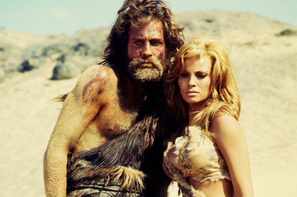 Raquel Welch as Loana and John Richardson as Tumak in One Million Years B.C. in 1966. 