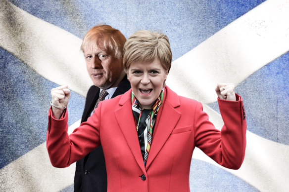 Scotland's First Minister Nicola Sturgeon and British Prime Minister Boris Johnson.