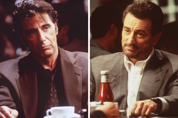 Al Pacino as Vincent Hanna and Robert De Niro as Neil McCauley in Michael Mann's 1995 film Heat.