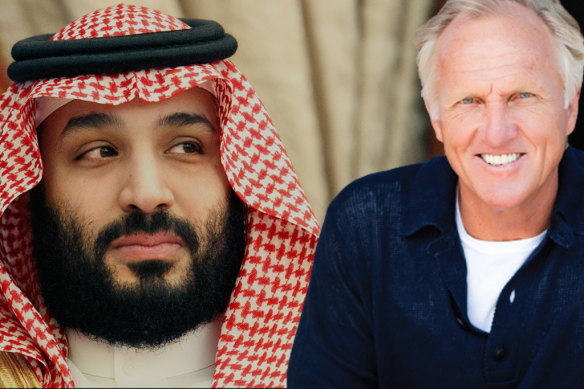 Crown Prince Mohammad bin Salman and Greg Norman.