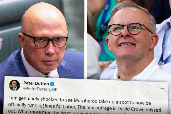 Peter Dutton in parliament, and Anthony Albanese at the Australian Open final. 