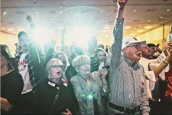 Vance supporters cheer as he is announced winner of his primary in Ohio in May 2022.
