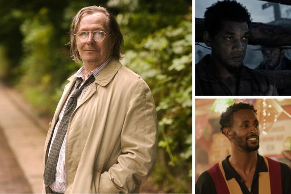 Clockwise from main: Garry Oldman in Slow Horses, Will Smith in Emancipation and and Faysal Ahmed in Little America.