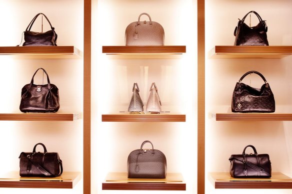 Leather goods sit on display at the Louis Vuitton “maison” flagship store. A representative for Louis Vuitton said they “have not worked with direct and indirect suppliers in Brazil and have been sourcing 100&#37; of raw skins from other countries over the past two years.”