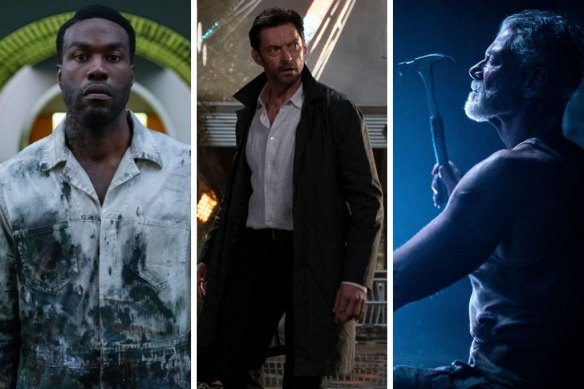 From left: Yahya Abdul-Mateen II in Candyman, Hugh Jackman in Reminiscence and Stephen Lang in Don’t Breathe 2.