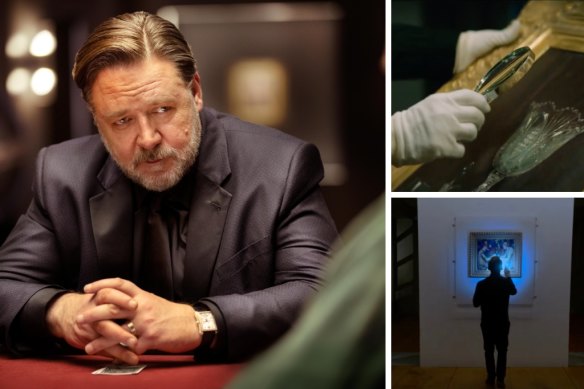 There are some spectacular paintings on display in Russell Crowe’s Poker Face, and the writer-director-star claims most of them are real. 
