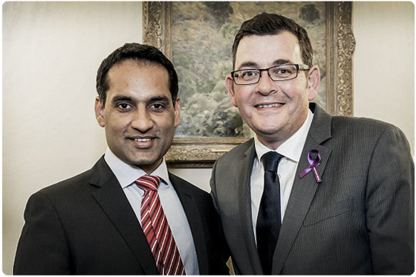 Jasvinder Sidhu with Daniel Andrews.