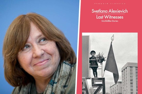 Author Svetlana Alexievich and her book Last Witnesses.