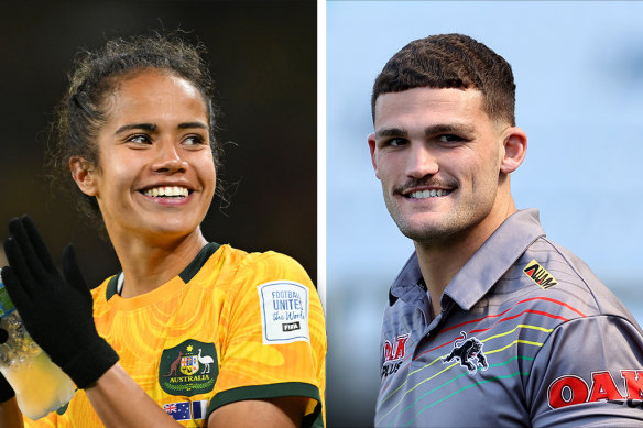 Nathan Cleary made a highly-publicised stop in Perth to visit Matildas star Mary Fowler.