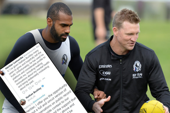 Part of the exchange between Heritier Lumumba and Nathan Buckley.