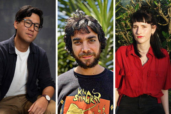 The Sydney Morning Herald 2024 Best Young Australian Novelists: André Dao, John Morrissey and Emily O’Grady.