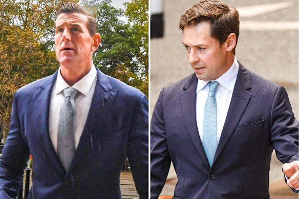 Ben Roberts-Smith (left) and Nick McKenzie outside the Federal Court in Sydney last year.