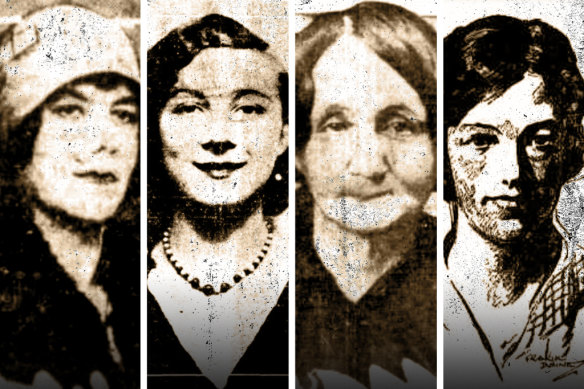 Sydney murder victims (from left to right) Hilda White, Elizabeth O’Connor, Vera Stirling, Rebecca May Andersen.