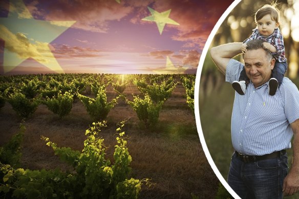 Mike Calneggia (pictured with his grandson) found an alternative route to distribute his Margaret River shiraz after China effectively closed its doors to his wines. 