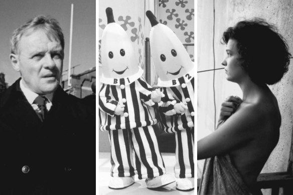 Making their mark in 1992 were, from left, Anthony Hopkins in Spotswood, Bananas in Pyjamas, and Kerry Fox in The Last Days of Chez Nous.